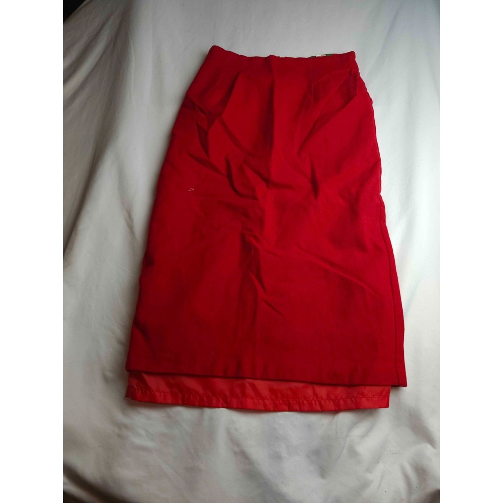 Vintage 90s Fox & Hound Pencil Skirt 10 Wool Red Preppy Minimalist Classic USA